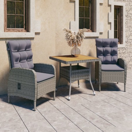 Muebles de jardín 3 piezas ratán sintético gris madera acacia de vidaXL, Conjuntos de jardín - Ref: Foro24-3058523, Precio: 3...