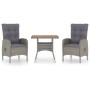 Muebles de jardín 3 piezas ratán sintético gris madera acacia de vidaXL, Conjuntos de jardín - Ref: Foro24-3058523, Precio: 3...