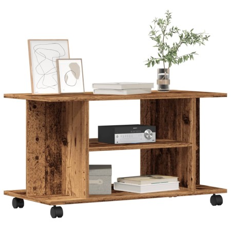 Mueble de TV con ruedas madera ingeniería envejecida 80x40x45cm en Muebles TV | Comprar online en Foru.es