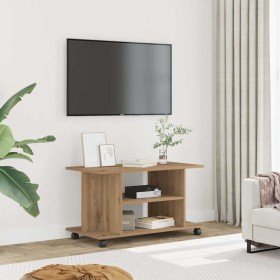 Mueble de TV ruedas madera ingeniería roble artisan 80x40x45 cm en Muebles TV | Comprar online en Foru.es