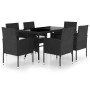 Juego de comedor para jardín 7 piezas ratán sintético negro de vidaXL, Conjuntos de jardín - Ref: Foro24-3059419, Precio: 340...