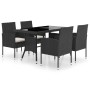 Juego de comedor para jardín 5 piezas ratán sintético negro de vidaXL, Conjuntos de jardín - Ref: Foro24-3059416, Precio: 250...
