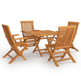 Juego de comedor para jardín 5 piezas madera maciza teca de vidaXL, Conjuntos de jardín - Ref: Foro24-3059584, Precio: 447,13...