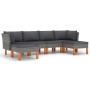 Set de muebles de jardín 6 pzas y cojines ratán sintético gris de vidaXL, Conjuntos de jardín - Ref: Foro24-3059714, Precio: ...