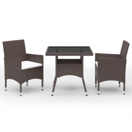 Muebles de jardín 3 piezas ratán sintético y vidrio marrón de vidaXL, Conjuntos de jardín - Ref: Foro24-3058311, Precio: 260,...