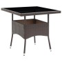 Muebles de jardín 3 piezas ratán sintético y vidrio marrón de vidaXL, Conjuntos de jardín - Ref: Foro24-3058311, Precio: 260,...