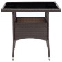 Muebles de jardín 3 piezas ratán sintético y vidrio marrón de vidaXL, Conjuntos de jardín - Ref: Foro24-3058311, Precio: 260,...