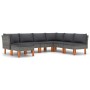 Set de muebles de jardín 7 pzas y cojines ratán sintético gris de vidaXL, Conjuntos de jardín - Ref: Foro24-3059718, Precio: ...