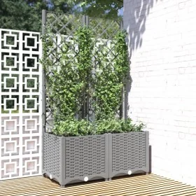 Jardinera con enrejado PP gris claro 80x40x136 cm de vidaXL, Maceteros y jardineras - Ref: Foro24-153272, Precio: 84,98 €, De...