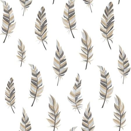 Urban Friends & Coffee Papel pintado plumas blanco y plateado de Noordwand, Papel pintado - Ref: Foro24-425311, Precio: 24,55...