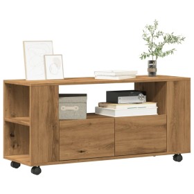 Mueble TV ruedas madera ingeniería roble artisan 102x34,5x43cm en Muebles TV | Comprar online en Foru.es