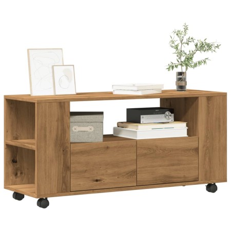 Mueble TV ruedas madera ingeniería roble artisan 102x34,5x43cm en Muebles TV | Comprar online en Foru.es