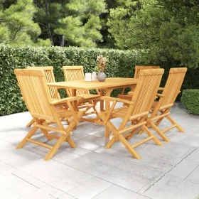 Juego de comedor para jardín 7 piezas madera maciza teca de vidaXL, Conjuntos de jardín - Ref: Foro24-3059596, Precio: 606,46...