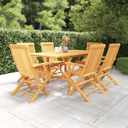 Juego de comedor para jardín 7 piezas madera maciza teca de vidaXL, Conjuntos de jardín - Ref: Foro24-3059596, Precio: 618,47...