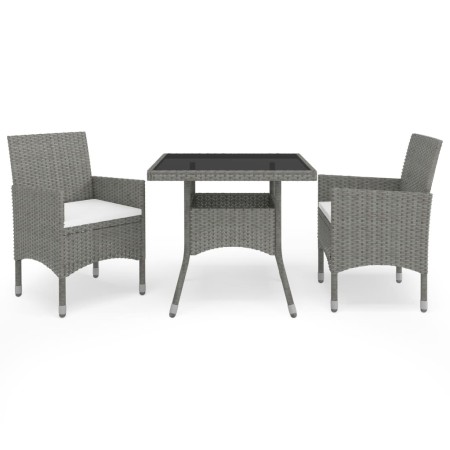 Muebles de jardín 3 piezas ratán sintético y vidrio gris de vidaXL, Conjuntos de jardín - Ref: Foro24-3058309, Precio: 234,20...