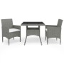 Muebles de jardín 3 piezas ratán sintético y vidrio gris de vidaXL, Conjuntos de jardín - Ref: Foro24-3058309, Precio: 234,20...