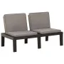 Bancos de jardín con cojines 2 unidades plástico gris de vidaXL, Bancos de jardín - Ref: Foro24-3059826, Precio: 245,55 €, De...