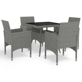 Muebles de jardín 5 piezas ratán sintético y vidrio gris de vidaXL, Conjuntos de jardín - Ref: Foro24-3058319, Precio: 383,67...
