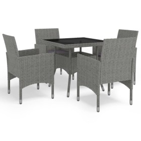 Muebles de jardín 5 piezas ratán sintético y vidrio gris de vidaXL, Conjuntos de jardín - Ref: Foro24-3058319, Precio: 328,47...