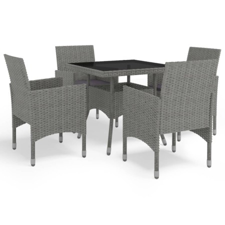 Muebles de jardín 5 piezas ratán sintético y vidrio gris de vidaXL, Conjuntos de jardín - Ref: Foro24-3058319, Precio: 328,47...