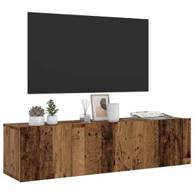 Mueble de TV de pared madera ingeniería envejecida 120x30x30 cm en Muebles TV | Comprar online en Foru.es