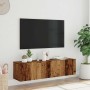 Mueble de TV de pared madera ingeniería envejecida 120x30x30 cm en Muebles TV | Comprar online en Foru.es