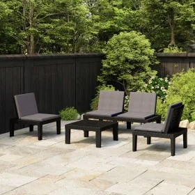 Set de muebles de jardín 4 piezas con cojines plástico gris de vidaXL, Conjuntos de jardín - Ref: Foro24-3059830, Precio: 253...