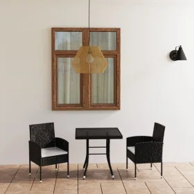 Juego de comedor para jardín 3 piezas ratán sintético negro de vidaXL, Conjuntos de jardín - Ref: Foro24-3059410, Precio: 172...