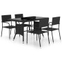 Juego de comedor para jardín 5 piezas ratán sintético negro de vidaXL, Conjuntos de jardín - Ref: Foro24-3059444, Precio: 207...
