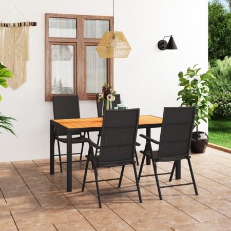 Juego de comedor de jardín 5 piezas negro y marrón de vidaXL, Conjuntos de jardín - Ref: Foro24-3060054, Precio: 470,04 €, De...