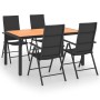Juego de comedor de jardín 5 piezas negro y marrón de vidaXL, Conjuntos de jardín - Ref: Foro24-3060054, Precio: 470,04 €, De...