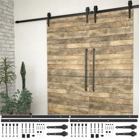 Kit de herrajes de puertas correderas acero negro 2 uds 200 cm de vidaXL, Marcos de puertas - Ref: Foro24-3059839, Precio: 92...