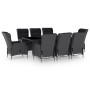 Set comedor jardín 9 pzas cojines ratán sintético gris oscuro de vidaXL, Conjuntos de jardín - Ref: Foro24-3060138, Precio: 2...