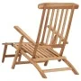 Tumbonas de jardín con reposapiés y mesa madera de teca maciza de vidaXL, Tumbonas - Ref: Foro24-3059959, Precio: 420,46 €, D...
