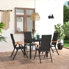Juego de comedor para jardín 5 piezas negro y marrón de vidaXL, Conjuntos de jardín - Ref: Foro24-3060083, Precio: 390,76 €, ...