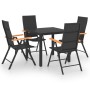 Juego de comedor para jardín 5 piezas negro y marrón de vidaXL, Conjuntos de jardín - Ref: Foro24-3060083, Precio: 409,98 €, ...