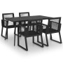 Juego de comedor para jardín 5 piezas ratán PVC negro de vidaXL, Conjuntos de jardín - Ref: Foro24-3060215, Precio: 472,01 €,...