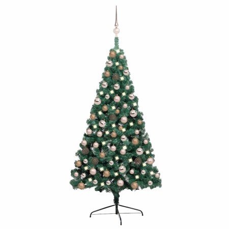 Medio árbol de Navidad con luces y bolas verde 120 cm en Decoración Festiva y Estacional | Comprar online en Foru.es