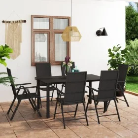 Juego de comedor para jardín 7 piezas negro de vidaXL, Conjuntos de jardín - Ref: Foro24-3060049, Precio: 550,74 €, Descuento: %