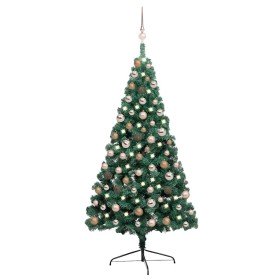 Medio árbol de Navidad con luces y bolas verde 150 cm en Decoración Festiva y Estacional | Comprar online en Foru.es