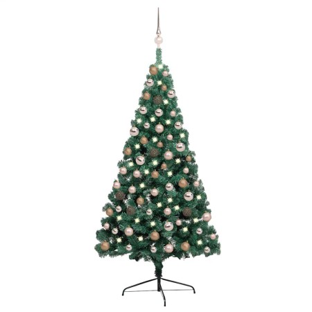 Medio árbol de Navidad con luces y bolas verde 150 cm en Decoración Festiva y Estacional | Comprar online en Foru.es