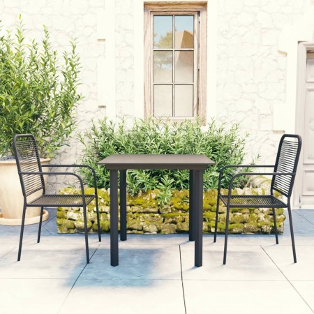 Set de comedor de jardín de 3 piezas vidrio y acero negro de vidaXL, Conjuntos de jardín - Ref: Foro24-3060207, Precio: 214,5...