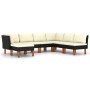 Set de muebles de jardín 7 pzas y cojines ratán sintético negro de vidaXL, Conjuntos de jardín - Ref: Foro24-3059740, Precio:...