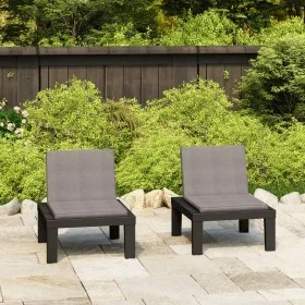 Sillones de jardín con cojines 2 unidades plástico gris de vidaXL, Sillas de jardín - Ref: Foro24-3059824, Precio: 130,44 €, ...