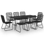 Juego de comedor para jardín 9 piezas ratán sintético y vidrio de vidaXL, Conjuntos de jardín - Ref: Foro24-3060248, Precio: ...