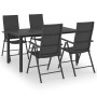 Juego de comedor para jardín 5 piezas negro de vidaXL, Conjuntos de jardín - Ref: Foro24-3060048, Precio: 405,86 €, Descuento: %