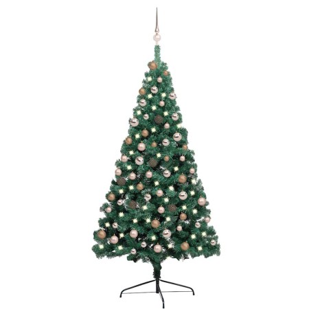 Medio árbol de Navidad con luces y bolas verde 180 cm en Decoración Festiva y Estacional | Comprar online en Foru.es