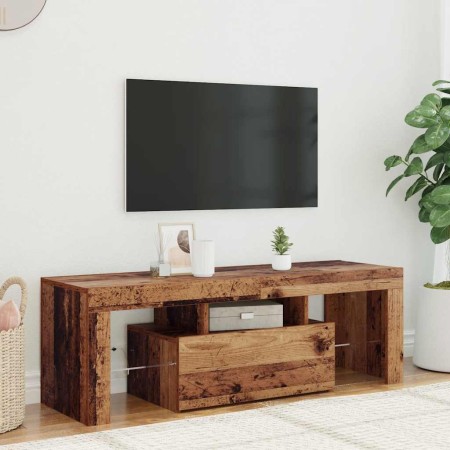Mueble TV luces LED madera ingeniería envejecida 120x36,5x40 cm en Muebles TV | Comprar online en Foru.es