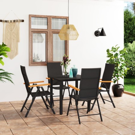 Juego de comedor para jardín 5 piezas negro y marrón de vidaXL, Conjuntos de jardín - Ref: Foro24-3060071, Precio: 404,44 €, ...