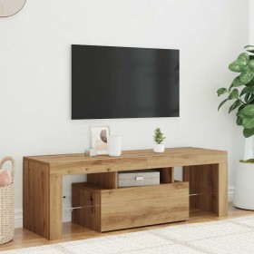 Mueble de TV luces LED madera roble artisan 120x36,5x40 cm en Muebles TV | Comprar online en Foru.es